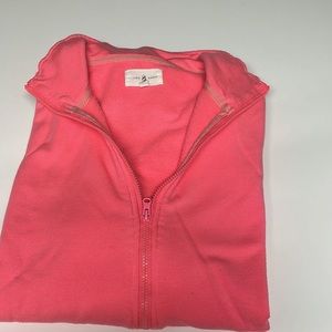 Lou and Grey Signature Soft Zip Sweatshirt in pink.